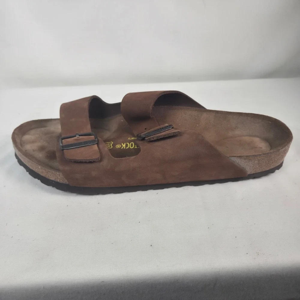 Birkenstock Arizona Men's Brown Suede Buckle Slide Sandals Adjustable US 11